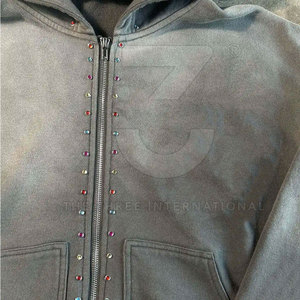 Sudadera con Capucha de Forro Polar Suave Premium para Mujer, Casual, con Pedrería, Ajuste Relajado, Manga Larga, Transpirable, de Moda para Invierno - Product Image 5