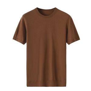 T-shirt à manches courtes pour homme, col rond, coupe classique, tricoté, décontracté, 100% coton, respirant - Product Image 6