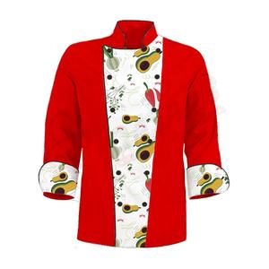 Sublimado-Bomber Custom-Logo Impreso-Cómodo Ladies 'White Full-Sleeve Chef-Blusa Aguacates-styles Printings Chef's Coat - Product Image 5