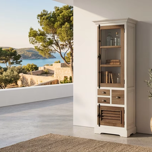 Armoire rectangulaire en teck massif Luna, style scandinave moderne, finition naturelle, meuble de rangement pour salon et chambre à coucher - Product Image 6