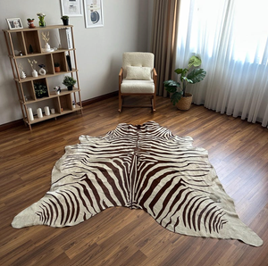 Tapis en cuir de vache véritable à poils, imprimé zèbre et tigre, peau de vache naturelle, tapis en cuir véritable, imprimé animal, décoration de salon, vente en gros - Product Image 2