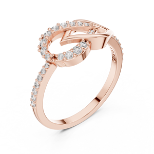 Élégante bague infini torsadée en diamant en or rose |   Bague ouverte pavée pour femme, bijou de déclaration, cadeau - Product Image 1