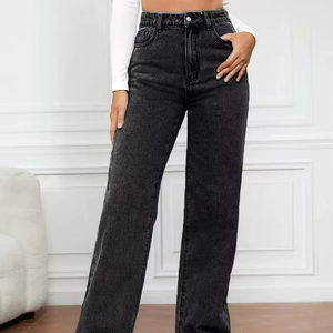 Vintage High-Waisted Baggy Denim Jeans Women's Straight Style Streetwear Breathable Loose Fit Casual Fashion Pants - Product Image 1