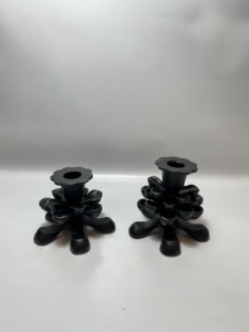 Support de bougie vintage en aluminium noir en forme de fleur de lotus, bougeoir en pétales de lotus, vente en gros, décoration de table pour spa et salon - Product Image 4