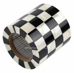 Brûleur d'encens rond Mabkhar de luxe noir et blanc en nacre, vente en gros, décoration islamique pour la maison, Ramadan, Aïd, service, cadeau - Product Image 2