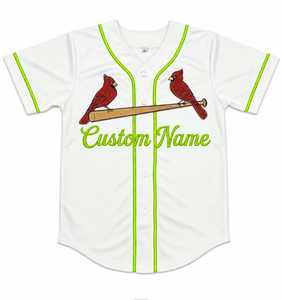Wholesale White with parret green trim Custom Baseball Sports Jersey Breathable polyester mesh <b>athletic</b> training sports jersey - Product Image 1