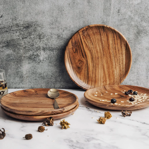 Plato de Madera Natural para Charcutería, Hecho a Mano, al Mejor Precio, Plato de Madera para Cena, Forma Redonda Clásica - Product Image 6