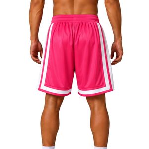 Customized Pink <b>Mens</b> <b>Basketball</b> <b>Shorts</b> With White Side Panel Sport Training <b>Shorts</b> Elastic Waist Activewear Gym Fitness Wear - Product Image 2