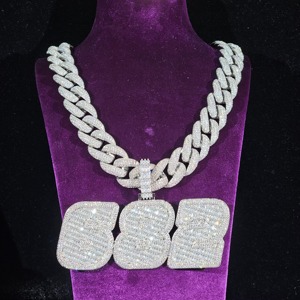 Custom <b>Name</b> Rose Gold Iced Diamond Cuban Link <b>Chain</b> Baguette Letter Numbers Pendant Hip Hop Wedding Jewelry Certified India - Product Image 2