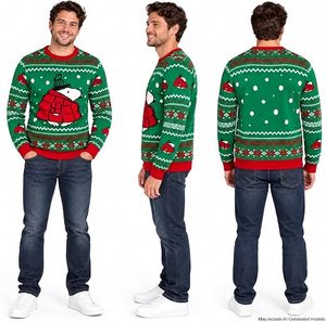 Suéter de Punto Personalizado para Hombre con Diseño Navideño de Dibujos Animados, Poliéster/Algodón, Tejido Jacquard, ODM OEM, Invierno - Product Image 2