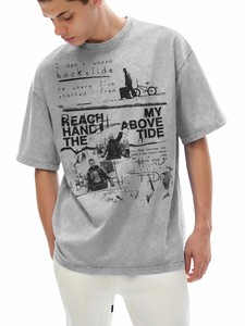 T-shirts d'été surdimensionnés pour hommes, personnalisés, délavés à l'acide, finition délavée aux minéraux, 100% coton peigné, imprimés en sérigraphie - Product Image 6