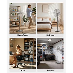 Ventilatore a piantana industriale da 16 pollici ad alta velocità con 1450 CFM, maniglia e oscillazione a 75 gradi, 3 velocità regolabili - Product Image 6