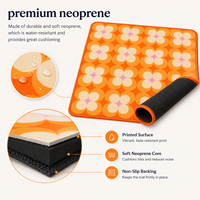 Tapis de Mahjong Américain Carré Antidérapant en Néoprène Premium, Orange Floral Rétro, Pliable, Moderne, 33x33 Pouces, Vente en Gros Personnalisée