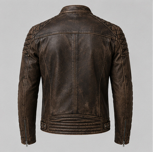 Vintage Cafe <b>Racer</b> Leather <b>Jacket</b> Urban Style Men's Vintage Cafe <b>Racer</b> Leather <b>Jacket</b> Available In All Colors & Design - Product Image 5