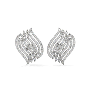 Pendientes de Moissanita en Oro Blanco, Corte Marquesa y Redondo, Estilo Diamante, Forma de Ala, Joyería Destacada para Mujer - Product Image 1