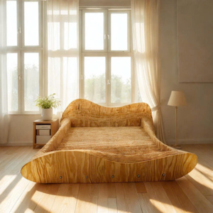 Lit superposé moderne en bois de pin massif, ondulé paramétrique, tailles Queen et King, fabriqué au Vietnam - Product Image 1