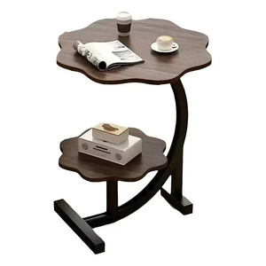 Mesa de Centro Moderna con Estructura Metálica, Doble Superficie Metálica, Base Curva, Estilo Japonés, Estante de Almacenamiento para Sala de Estar, Metal Resistente - Product Image 5