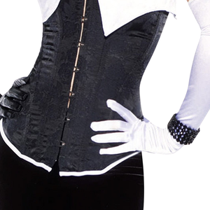 <b>Black</b> Satin <b>Corset</b> <b>Dress</b> With Button Closure V-Neck Sleeveless Bodycon Club <b>Dress</b> Adult Sexy Style - Product Image 1