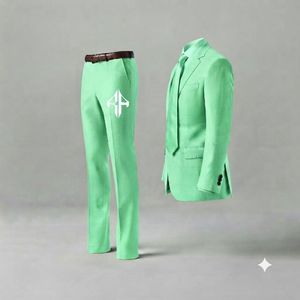 Traje de Pantalón y Chaqueta de Terciopelo Estilo Italiano para Hombre, Antiarrugas, Transpirable, Cierre de Botones, Diseño Plano Frontal, Viscosa/Poliéster - Product Image 4