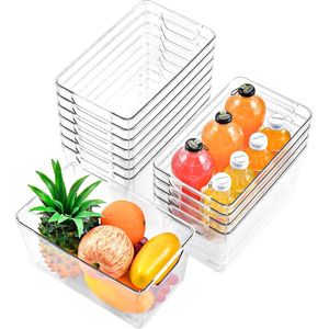 Set di 12 Contenitori di Plastica Trasparente per Organizzazione di Dispensa e Armadi, Organizzatori per Armadietti - Product Image 1