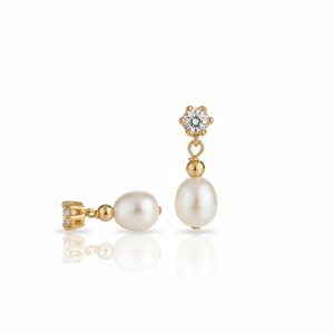 925 <b>Silver</b> 18K Gold Plated Freshwater Pearl <b>Stud</b> Earrings for Children & Women Minimalist Design - Product Image 2