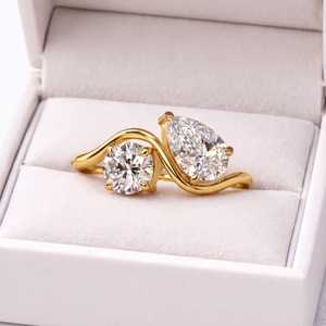 Top Grade Lab Diamond Toi et Moi Engagement Wedding <b>Ring</b> <b>Two</b> <b>Stone</b> Anniversary Gift For Her Platinum Bridal Jewelry - Product Image 1