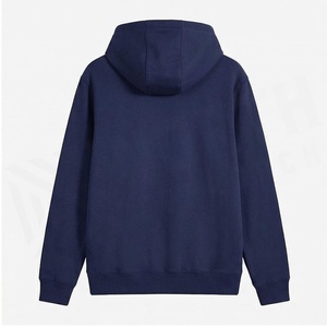 Sweat-shirt à capuche bleu marine pour homme, coupe classique, en molleton de coton, pull décontracté avec poche avant, vêtement d'automne - Product Image 2