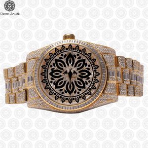Charm_Jewells Luxury Gold <b>Watch</b> 40mm Round Case <b>Diamond</b> Encrusted Analog Quartz Unisex Folding Clasp - Product Image 2