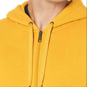 Sweat-shirt à capuche zippé vintage pour homme, 100% coton, couleur unie, décontracté, molleton, coupe classique, vêtements d'hiver, jaune - Product Image 3