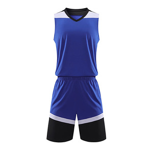 Ensemble de shorts et maillot de basket-ball sublimé personnalisé, blanc, bleu, rouge, col en V, sans manches, unisexe, adulte, vêtements de sport à séchage rapide - Product Image 2