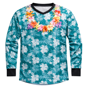 Maillot de paintball à motif floral tropical, imprimé sublimation, manches longues, maille respirante, tenue d'équipe avec poignets élastiques côtelés - Product Image 2