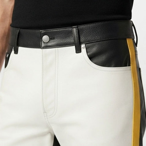 <b>Men</b> Genuine <b>Leather</b> Slim Fit <b>Pants</b> Wholesale <b>Men</b> <b>Leather</b> Trouser With <b>Pant</b> <b>Men's</b> <b>Leather</b> Biker Trousers Custom Design - Product Image 4