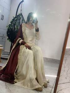 Easy-To-Style 100% Pure Cotton Silk Fabric <b>Plain</b> Classy Look Wedding Party Season Special Premium Quality Womens Salwar Kameez - Product Image 3