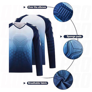 Boys Goalkeeper Soccer Jersey and Pants Set Padded Long Sleeve Goalie Shirt with Protective Elbow <b>Knee</b> Padding Youth Football - Product Image 3