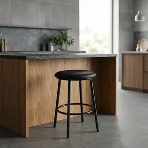 Taburete de Bar de Metal Industrial Hecho a Mano con Asiento Superior de Madera para Barra de Cocina, Cafetería, Restaurante y Decoración del Hogar - Product Image 2