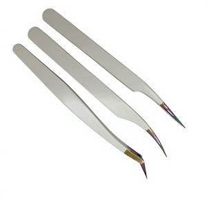 Pinzas para pestañas de volumen con punta de fibra y agarre de fibra, de acero inoxidable, personalizables con marca privada, para extensión de pestañas - Product Image 6