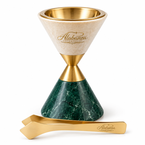 Brûleur d'encens en marbre écologique Alabanza Enterprises avec finition dorée et pinces pour l'encens indien et l'aromathérapie - Product Image 4