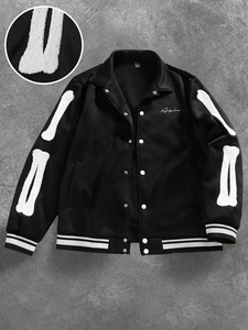 Veste universitaire personnalisée en polyester polaire, style baseball, streetwear, veste Letterman, pour hommes et femmes, veste bomber décontractée - Product Image 6