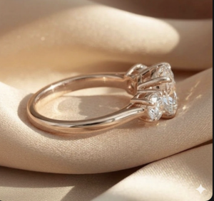 Igi Certified Cvd Lab Grown Created Diamond 10k 14k 18k Gold Engagement Ring Round Cut Three <b>Stone</b> Features Petal Claw - Product Image 2