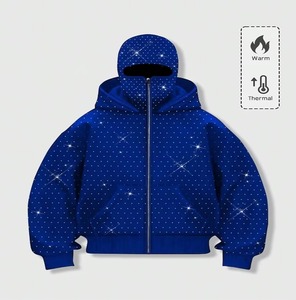 Nouveau Design Tendance 2026 – Sweat à Capuche Décontracté Hiver Orné de Strass avec Poches, Style Streetwear, Cagoule Intégrée, Service OEM - Product Image 3