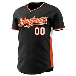 Exclusive Black Orange Baseball Team <b>Shirt</b> Full Button <b>Bird</b> Eye Mesh Personalized Logo Name Number Worldwide Wholesale - Product Image 2