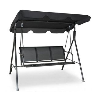 Dondolo da Giardino a 3 Posti Nero per Esterni, Seduta a Dondolo per Giardino o Patio - Product Image 1