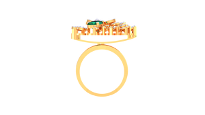 Bague de déclaration de luxe en or vert émeraude avec motif floral et accent diamant pour femme, bijoux de mariage - Product Image 4