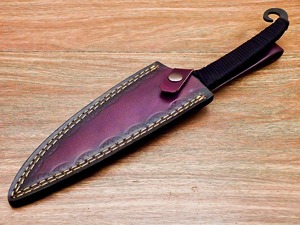 Cuchillo de Caza con Hoja de Acero al Carbono, Borde Recto, Grosor de 0.6 mm, Grado DIY, con Funda de Cuero Morado - Product Image 5
