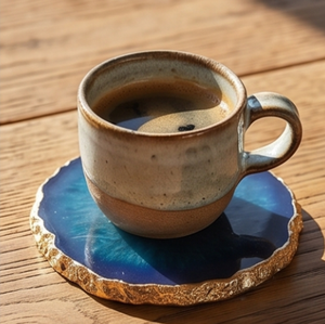 ที่รองแก้วเรซิ่นทำมือขอบทอง ที่รองแก้วมีสไตล์สำหรับแก้วชา กาแฟ และตกแต่งโต๊ะในชีวิตประจำวันและเป็นของขวัญ - Product Image 4