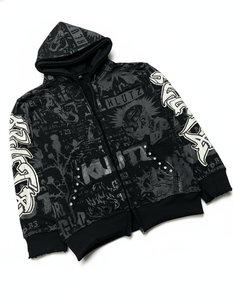Sweat-shirt à capuche zippé unisexe Backend Dividends 2025, streetwear noir à manches longues, imprimé lettres, en coton, vêtement d'hiver, coupe oversize - Product Image 4