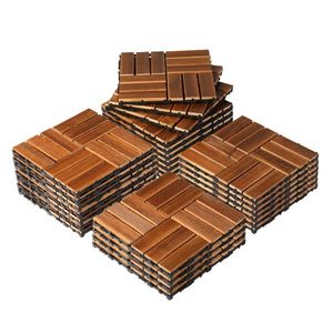 27pcs Wood <b>Interlocking</b> Deck <b>Tiles</b> 11.8"x11.8" Fireproof Waterproof <b>Flooring</b> for Indoor & Outdoor Patio Wood <b>Flooring</b> for Patio - Product Image 3
