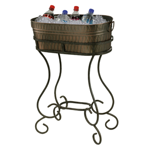 Wholesale Galvanized Beverage Tub with Metal Stand Leak-Proof Outdoor Party Ice Bucket Wine Beer <b>Cooler</b> <b>Drink</b> Holder Bin - Product Image 6