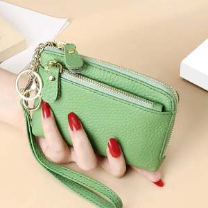 Pink Leather Zip Mini Coin Purse Compact Card <b>Holder</b> Key Ring <b>Wallet</b> for Women - Product Image 5