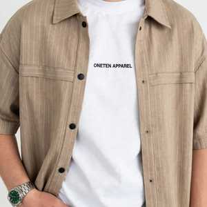 Conjunto Deportivo Casual de Verano 2 en 1 para Hombre, Camisa Ligera de Manga Corta a Rayas Beige de Algodón y Pantalones Largos - Product Image 5